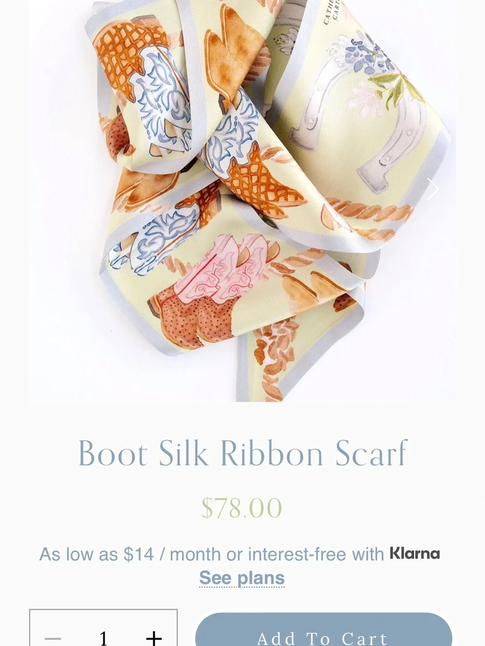 Boot Silk Ribbon Scarf in Pastel Yellow by Catherine Cartie, Fort Worth Artist